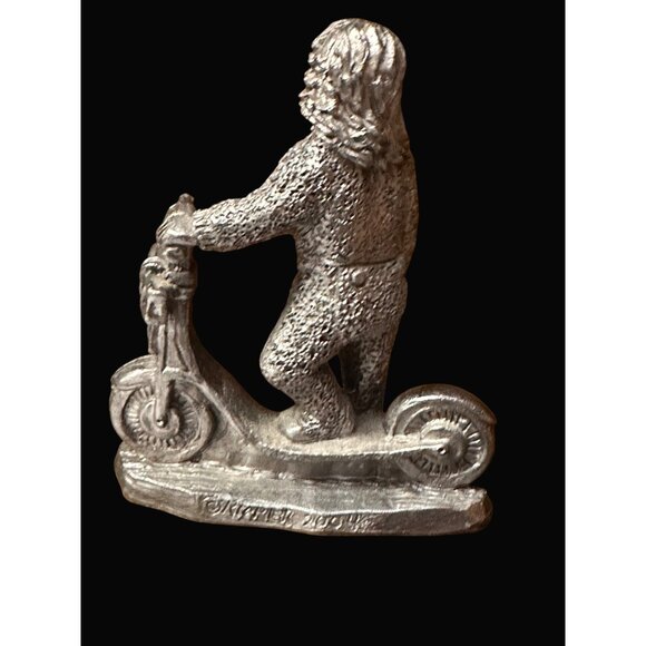 Michael Ricker 2004 Pewter Figurine Of Child On Scooter - Picture 2 of 6